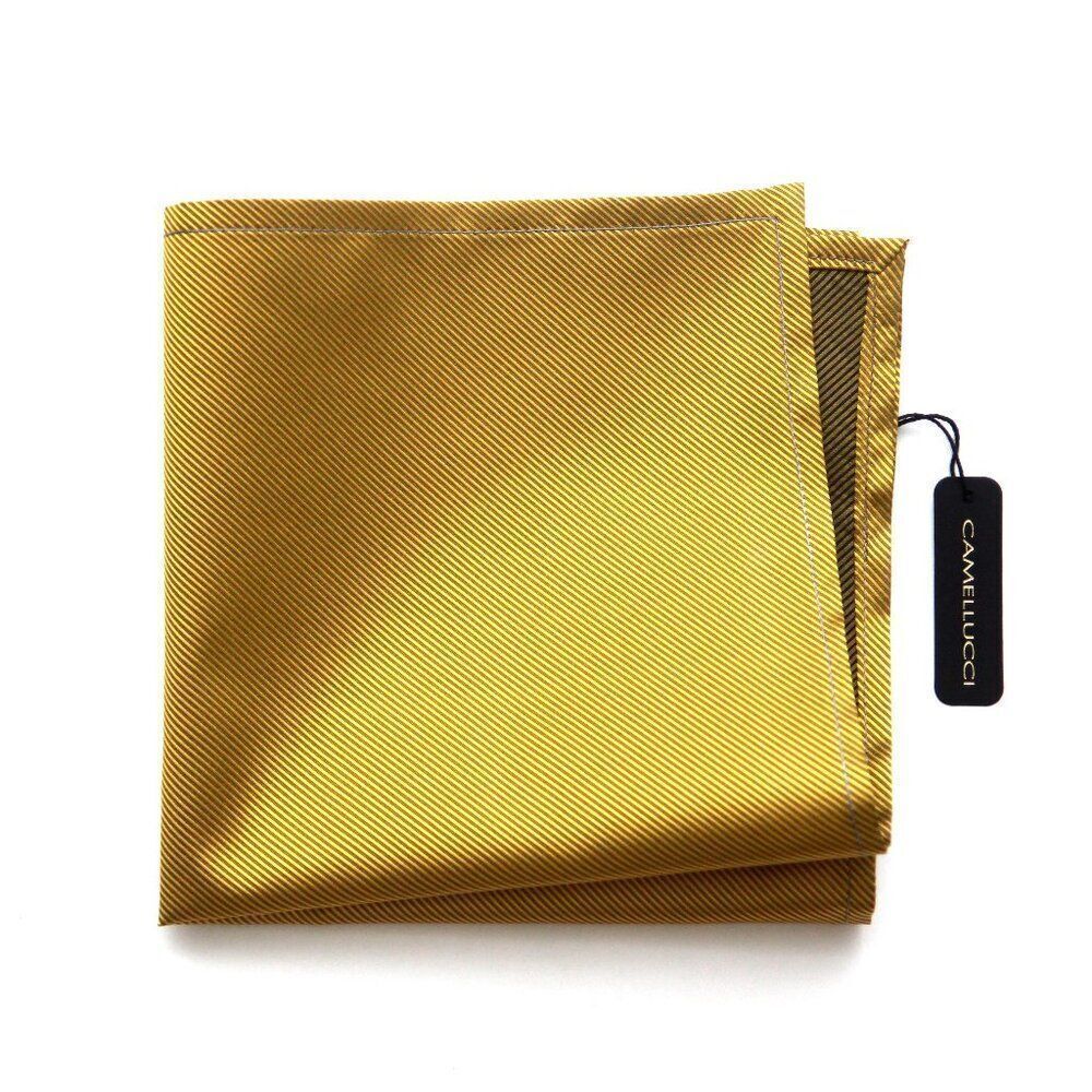 Camellucci Pocket Square 12" Gold Mustard‎ 100%silk